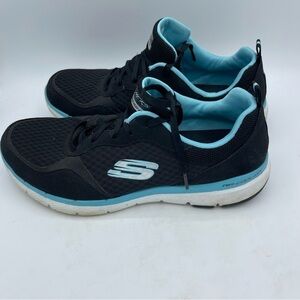 Skechers Flex Appeal 3.0 Sneakers Black Women's Size 9.5 Lace Up Air Cooled